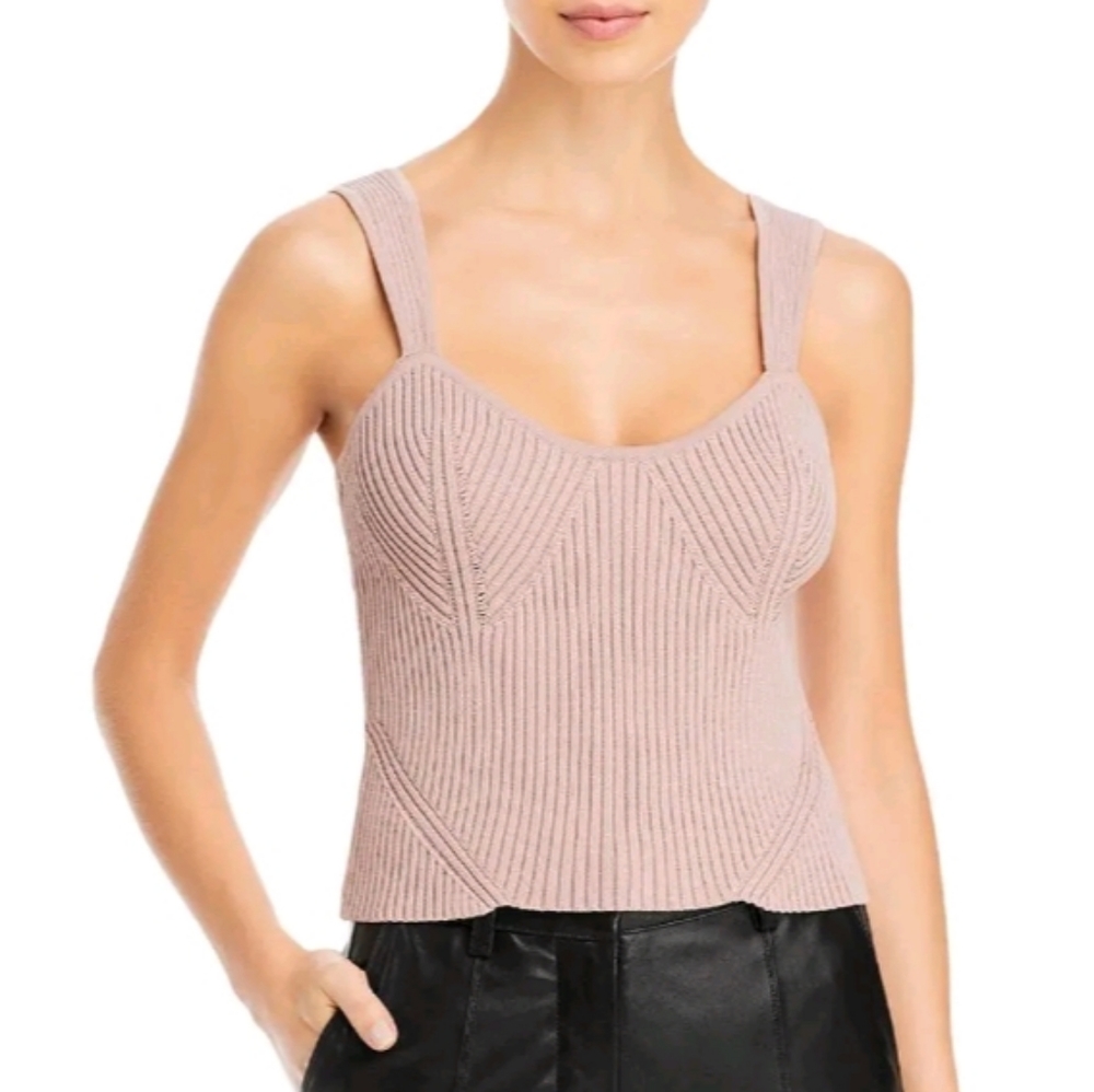 Endless Rose Womens Pink Corset Style Knit Shirt Tank Top XS
